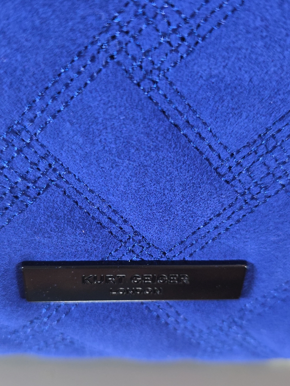 Kurt Geiger Blue Quilted Leather Suede Tote Bag Double Handle Shoulder Bag Soft - Picture 4 of 14